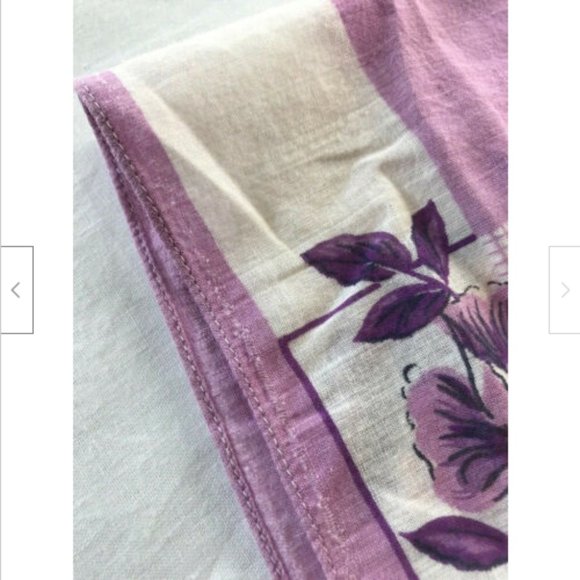 Vintage Floral Print Purple Hanky Handkerchief Geometric Flower Design - Picture 4 of 4